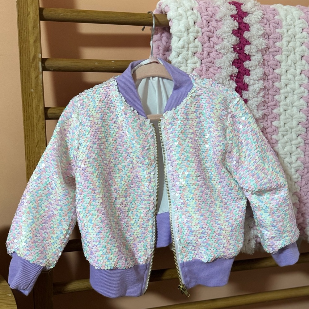 Unicorn Flip Sequin Zip Jacket NWT